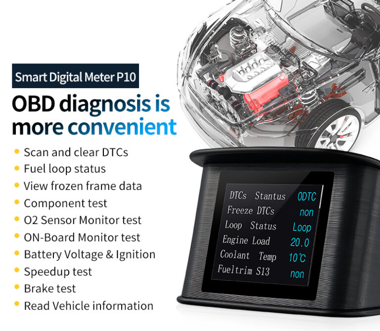 P10 Car HUD Head Up Display Smart Digital Speedometer With OBD2 EUOBD