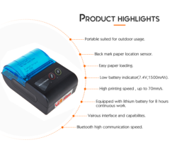 58mm Bluetooth J58BT-2 Wireless Portable Thermal Receipt Printer - Image 3