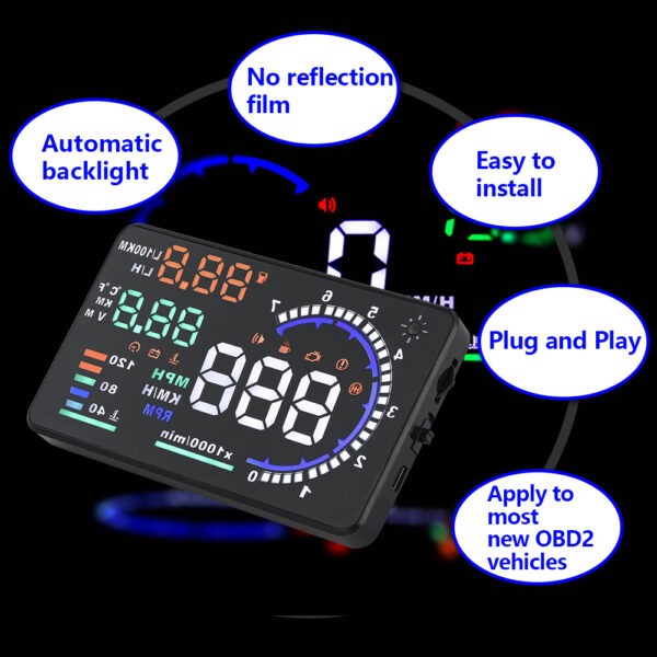 5.5" Multi-Color Screen A8 Car Head up Display - Image 3