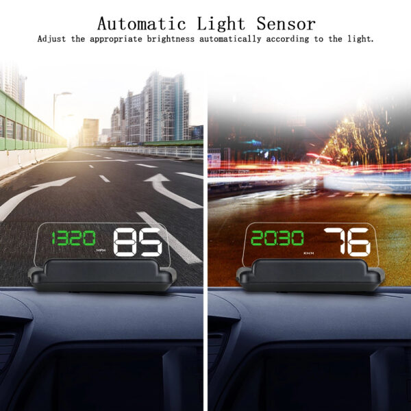 5" Multi-Color Screen Car hud Head up Display OBD2 Speed Warning with Reflective Mirror - Image 2