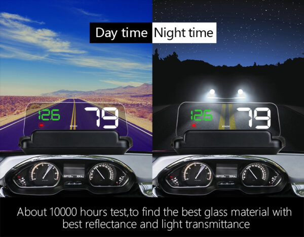 5" Multi-Color Screen Car hud Head up Display OBD2 Speed Warning with Reflective Mirror - Image 4