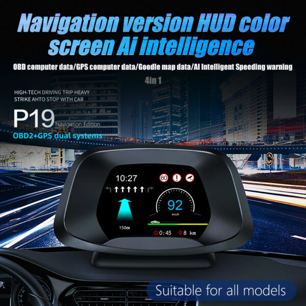 P19 HUD Car Navigation OBD2 GPS Dual system head up display - UpwadeSolution