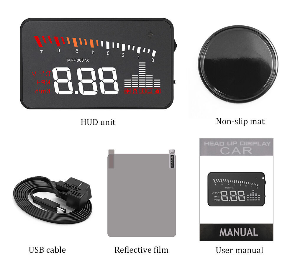 5.5" OBD2 Head-Up Display (HUD) For Car/Off-Road – Speed Warning, Digital Projector