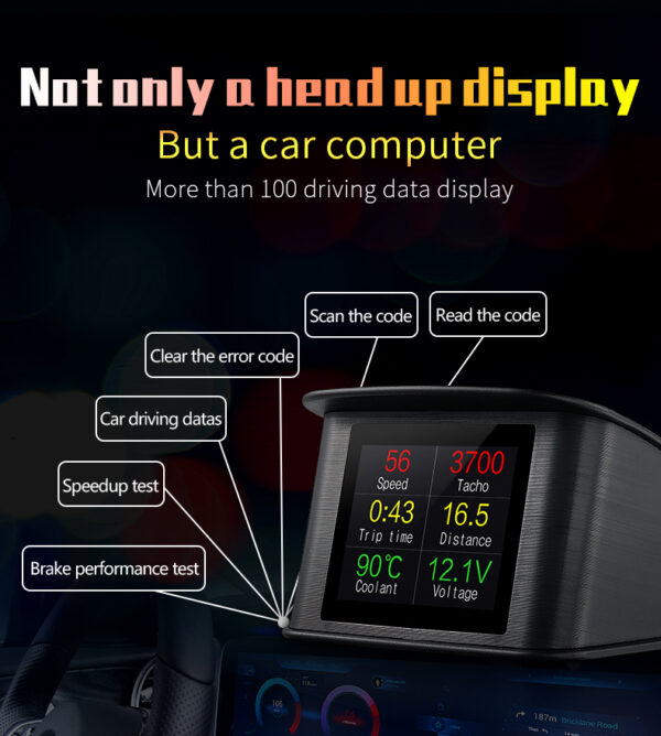 P10 Car HUD Head Up Display Smart Digital Speedometer with OBD2/EUOBD ...